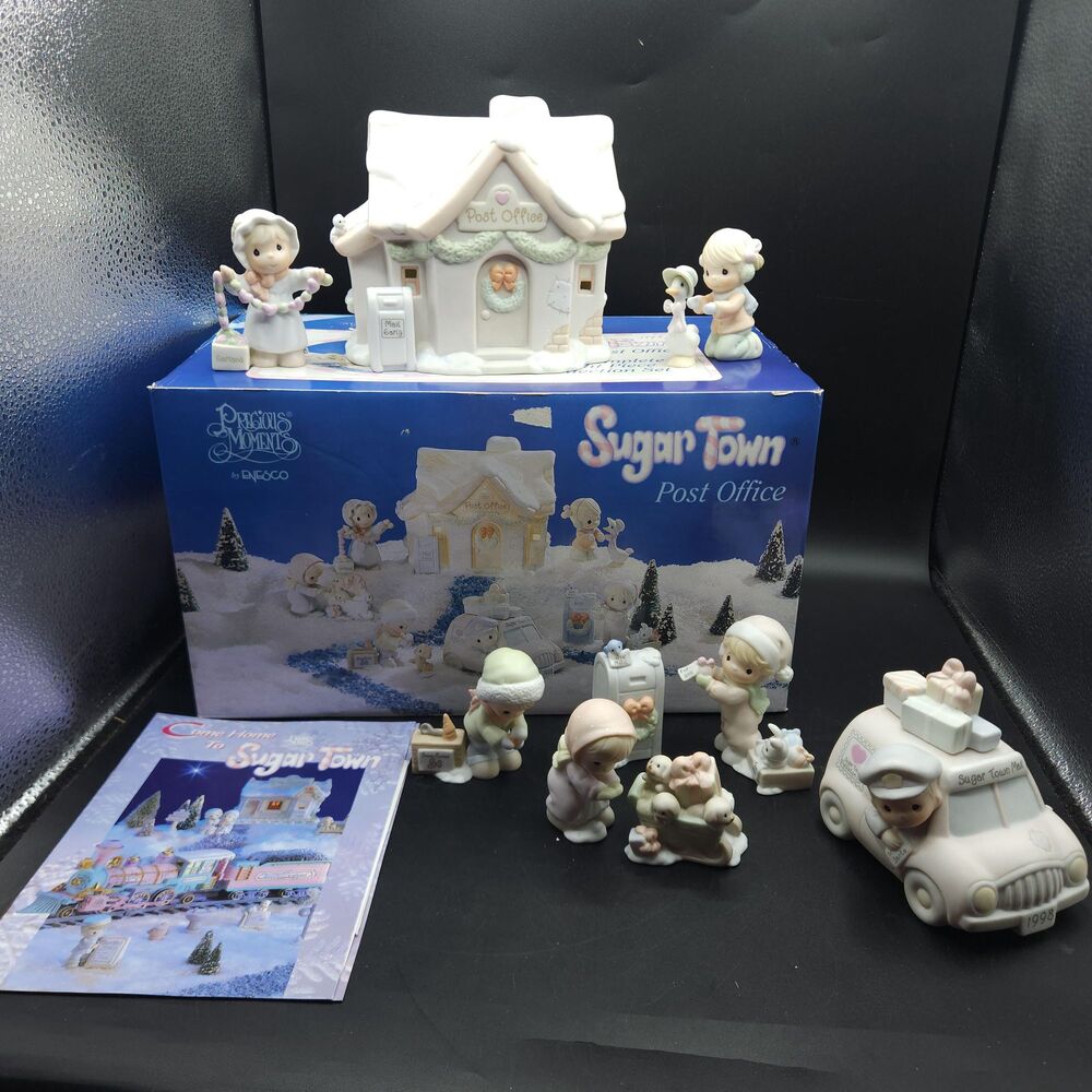 Precious Moments Sugar Town Post Office Set Collectible Christmas 10 Pieces